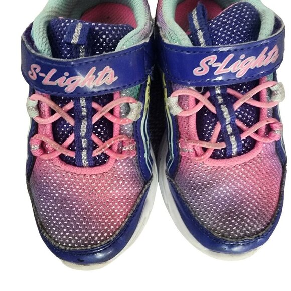 Skechers S-Lights Running Shoes Sneakers Purple Pink Baby Girls Size 7 - Picture 12 of 12